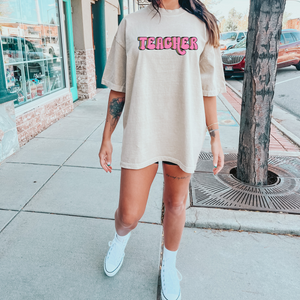 Pink Retro Teacher DTF