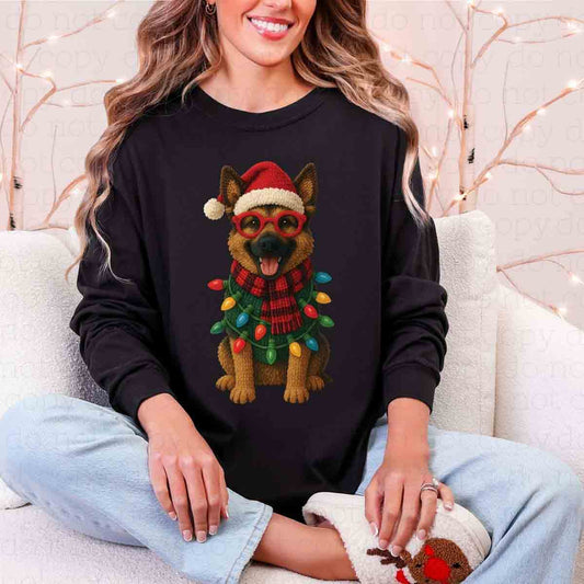 CHRISTMAS GERMAN SHEPHERD *FAUX YARN* - DTF TRANSFER