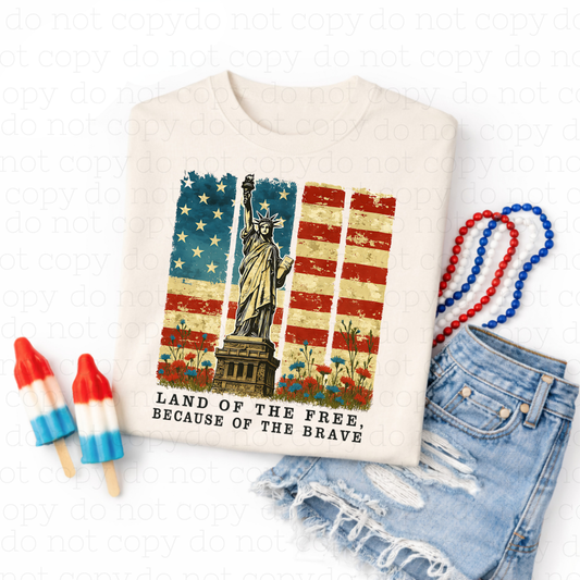 LAND OF THE FREE BECAUSE OF THE BRAVE - DTF TRANSFER - Hectic Momma Printing