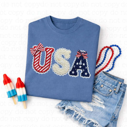 COQUETTE USA - FAUX YARN - DTF TRANSFER - Hectic Momma Printing