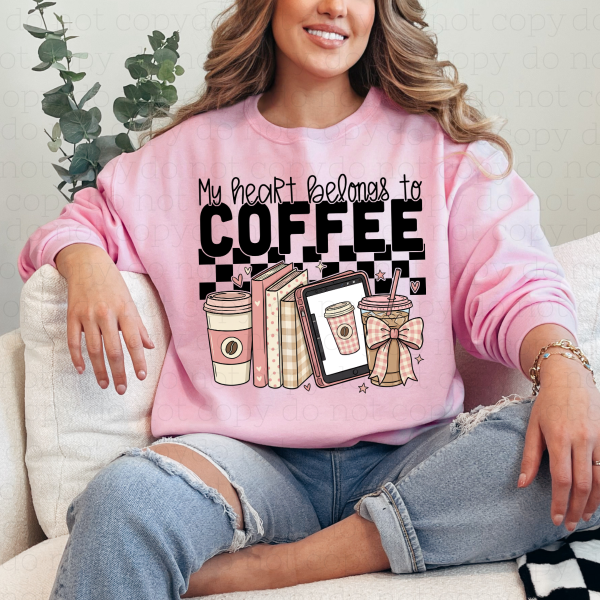 COQUETTE MY HEART BELONGS TO COFFEE - DTF TRANSFER - Hectic Momma Printing