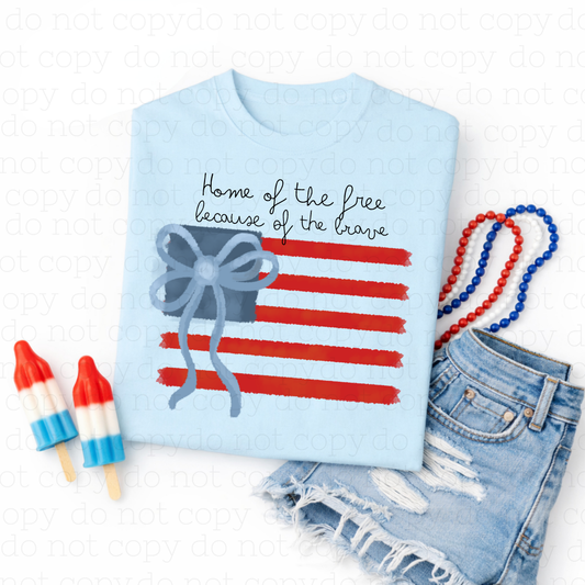 COQUETTE HOME OF THE FREE BECAUSE OF THE BRAVE - DTF TRANSFER - Hectic Momma Printing
