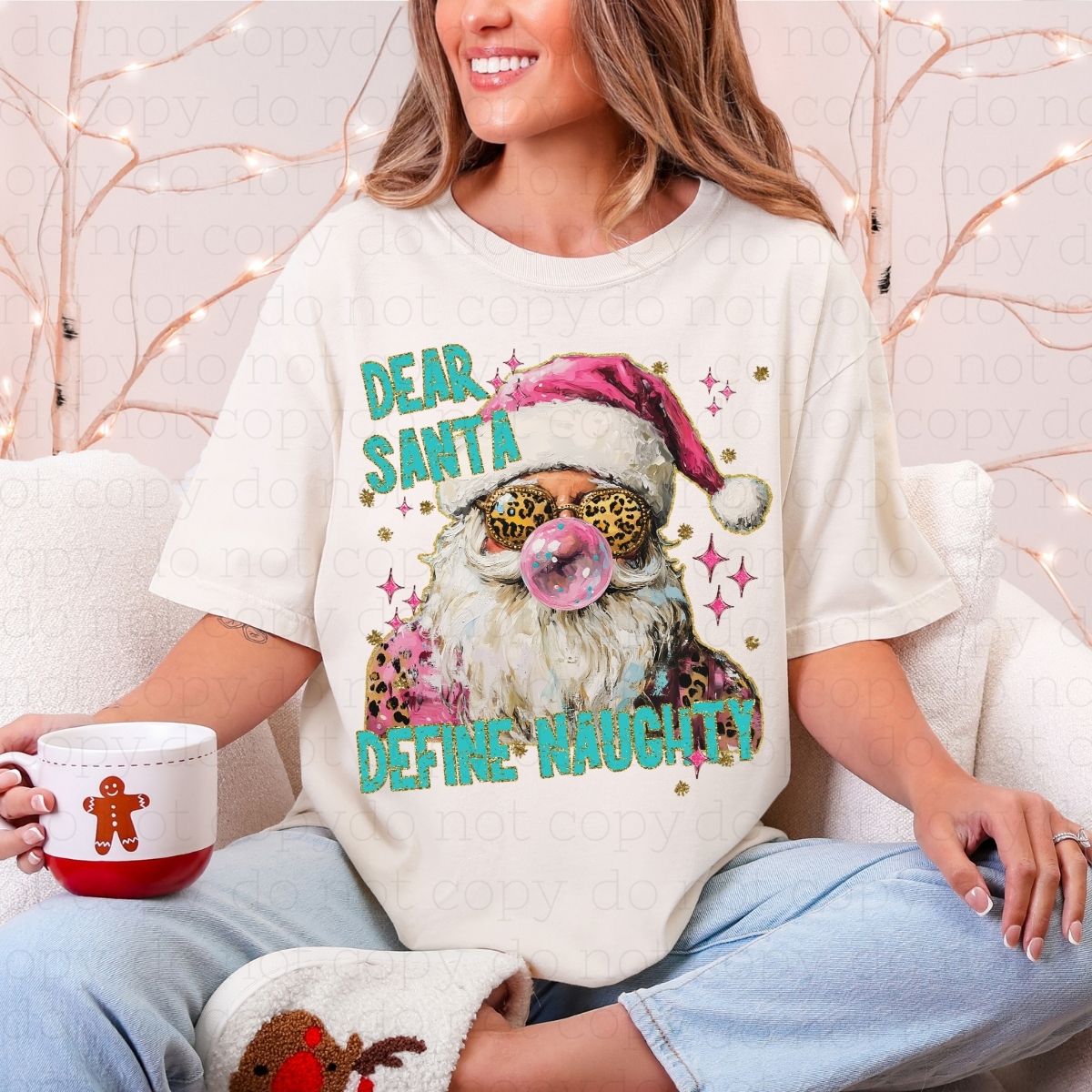 WATERCOLOR DEAR SANTA, DEFINE NAUGHTY - DTF TRANSFER