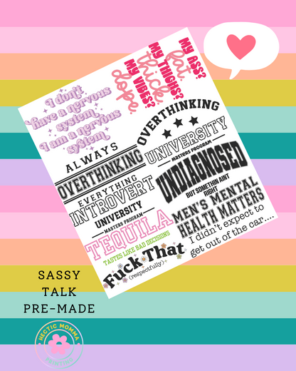 SASSY TALK PREMADE DTF GANG SHEET