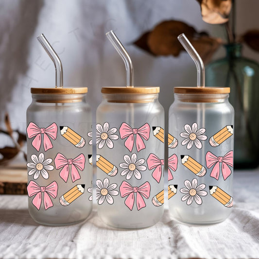 COQUETTE PENCILS BOWS & DAISIES - UV DTF