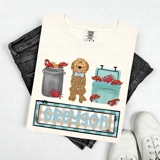 BOY DOG CRAWFISH TIME - CUSTOM TRANSFER - Hectic Momma Printing