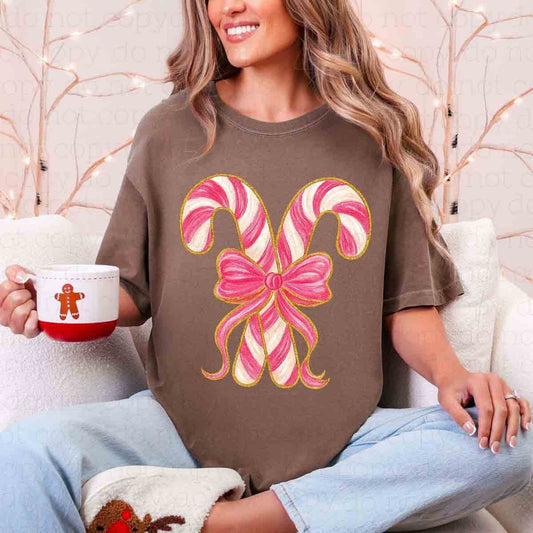 COQUETTE PINK PAINTED CANDY CANES - DTF TRANSFER