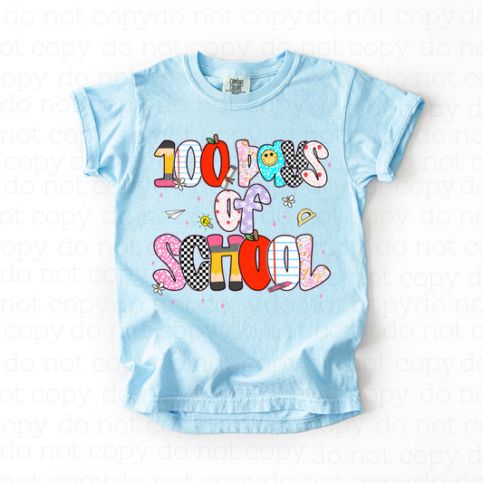 100 DAYS OF SCHOOL - SCHOOL DOODLE - DTF TRANSFER