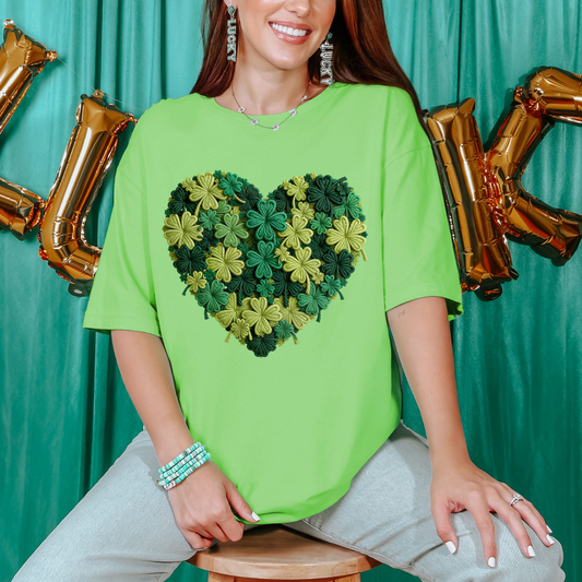 CLOVER HEART - FAUX YARN - DTF TRANSFER - Hectic Momma Printing