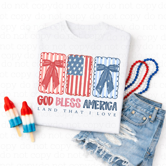 COQUETTE GOD BLESS AMERICA LAND THAT I LOVE - DTF TRANSFER - Hectic Momma Printing