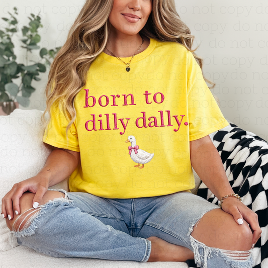 COQUETTE BORN TO DILLY DALLY - FAUX EMBROIDERY - DTF TRANSFER