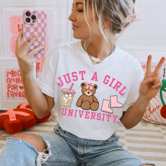 COQUETTE JUST A GIRL UNIVERSITY - DTF TRANSFER