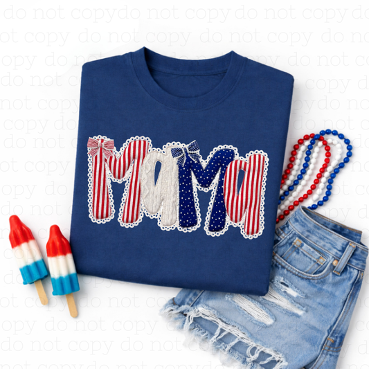 COQUETTE STARS  & STRIPES MAMA - FAUX YARN - DTF TRANSFER - Hectic Momma Printing