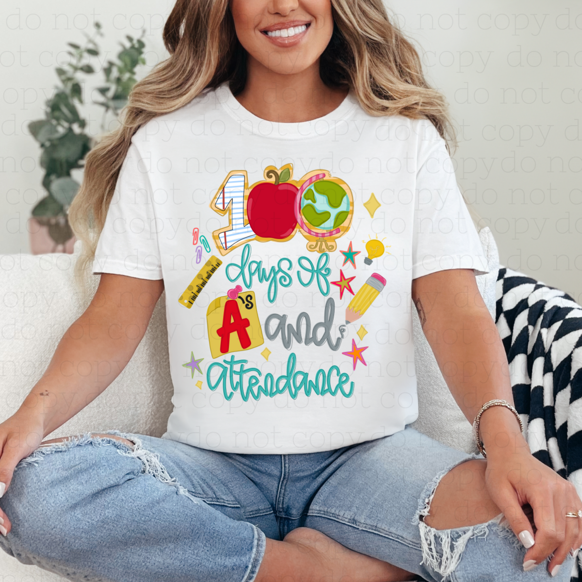 100 DAYS OF A'S AND ATTENDANCE - DTF TRANSFER - Hectic Momma Printing