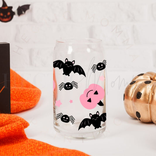 BATS SPIDERS AND PINK PUMPKINS - UV DTF