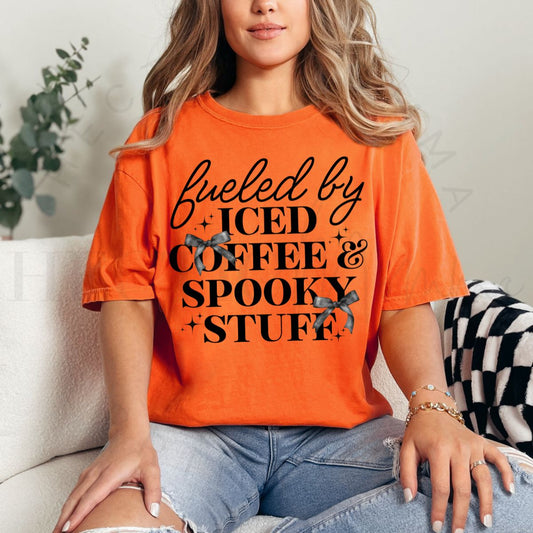 COQUETTE FUELED BY ICED COFFEE & SPOOKY STUFF - DTF TRANSFER