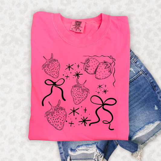 STRAWBERRIES & BOWS COQUETTE  -  DTF TRANSFER