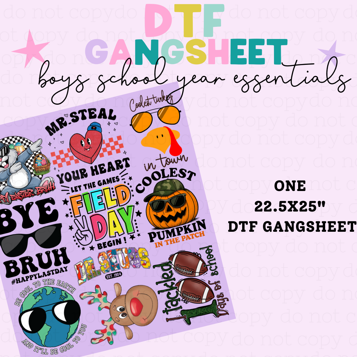 BOY'S SCHOOL YEAR ESSENTIALS *2* - 25" - PREMADE DTF GANG SHEET
