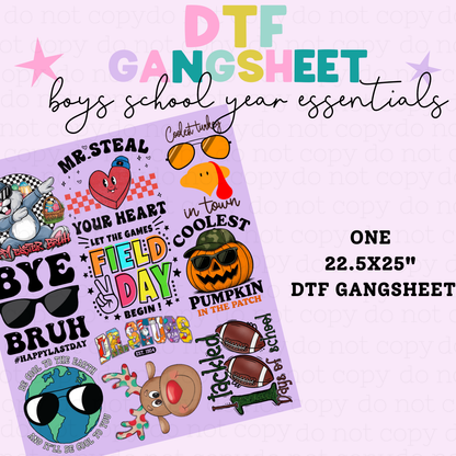 BOY'S SCHOOL YEAR ESSENTIALS *2* - 25" - PREMADE DTF GANG SHEET