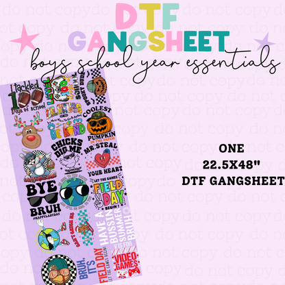 BOY'S SCHOOL YEAR ESSENTIALS *3* - 48" - PREMADE DTF GANG SHEET