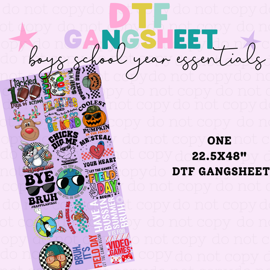 BOY'S SCHOOL YEAR ESSENTIALS *3* - 48" - PREMADE DTF GANG SHEET