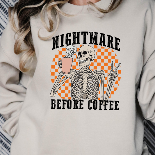 Nightmare Before Coffee DTF Transfer