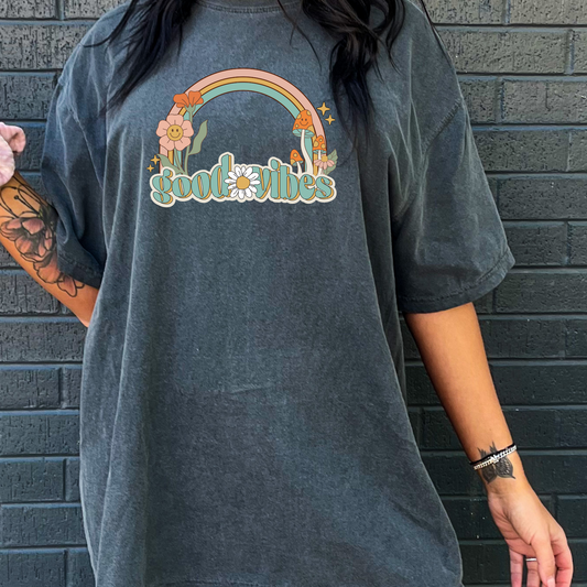 Good Vibes Rainbow DTF Transfer