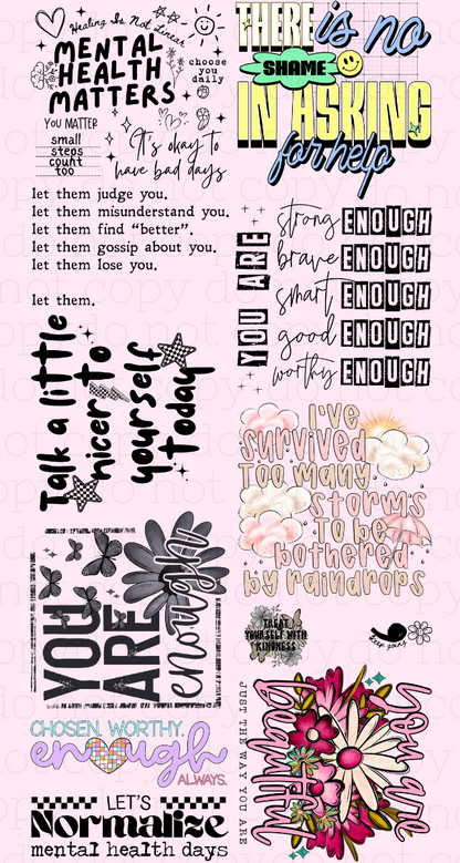 You Are Enough – Premade DTF Gang Sheet | Ready to Press DTF Transfers