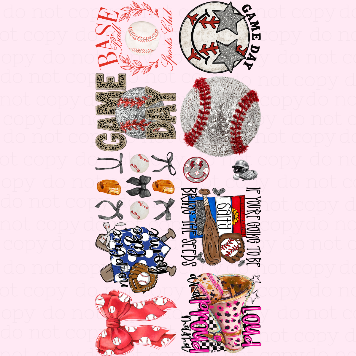 Baseball – Premade DTF Gang Sheet | Ready to Press - Hectic Momma Printing