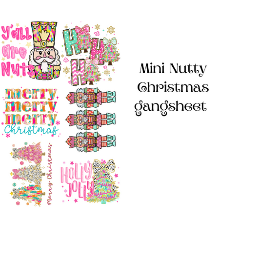 NUTTY CHRISTMAS FAUX GLITTER  MINI MADE DTF GANG SHEET - Hectic Momma Printing