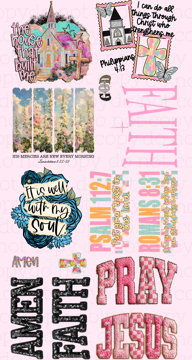 Built by Faith – Premade DTF Gang Sheet | Ready to Press DTF Transfers