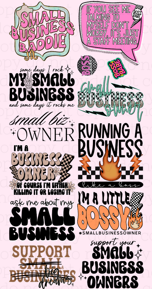 Small Business Baddie – Premade DTF Gang Sheet | Ready to Press DTF Transfers