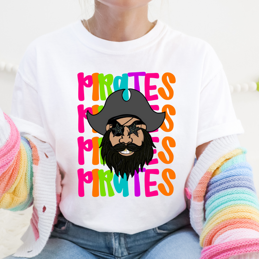 neon school spirit pirates dtf transfer