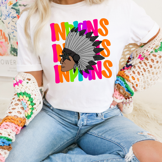 neon school spirit Indians dtf transfer