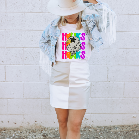 neon school spirit hawks dtf transfer