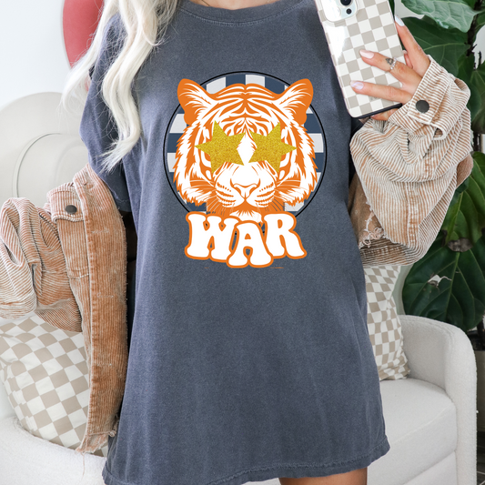 mascot war orange and blue dtf transfer