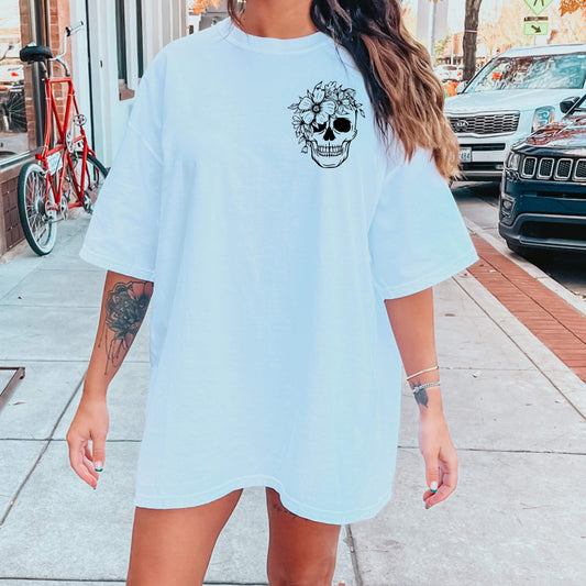 FLORAL SKULL POCKET TRANSFER - DTF TRANSFER - Hectic Momma Printing