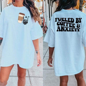 Fueled By Coffee & Anxiety With Pocket - DTF Transfer