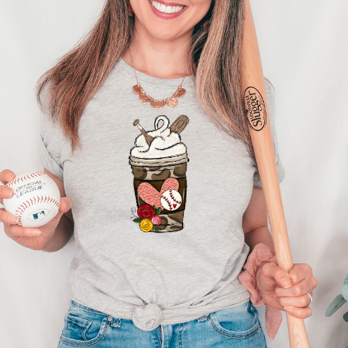 baseball latte dtf transfer