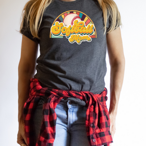 colorful softball mom dtf transfer
