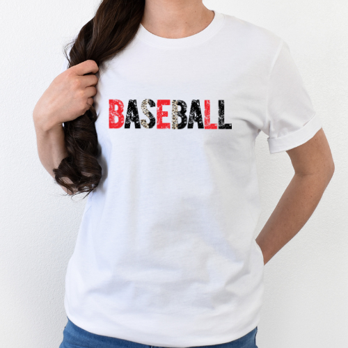 baseball red and black dtf transfer