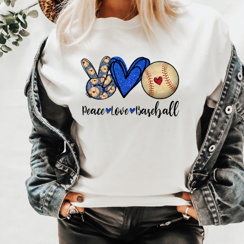 PEACE LOVE BASEBALL TRANSFER - Hectic Momma Printing